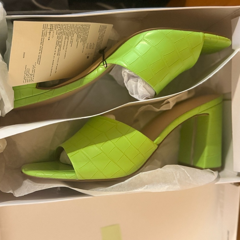 The Drop Lime Green Block Heel Mules Sz 9.5 New